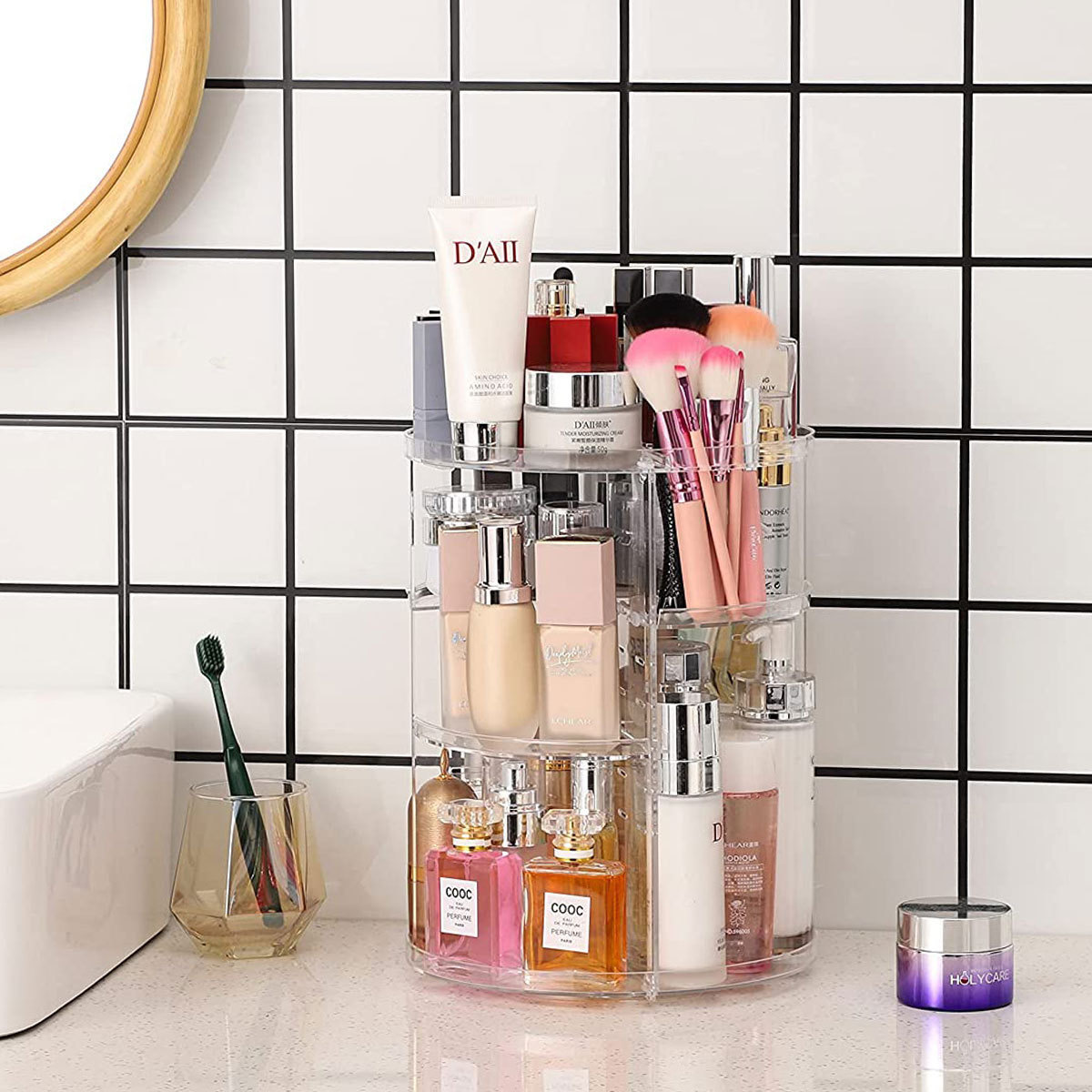 Women Accessories List - Étagère de rangement cosmétique rotative à