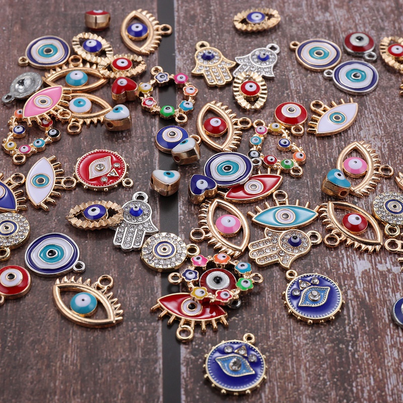 Evil Eye Bracelet - 30 pièces mélange alliage émail coloré