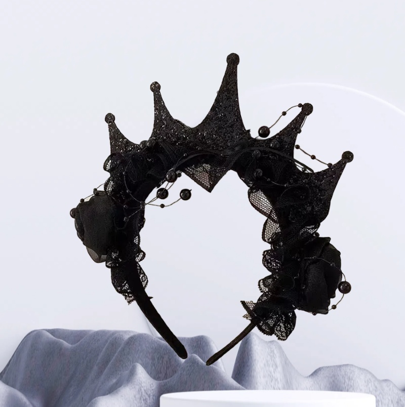 Women'S Victorian Accessories - Bandeau gothique en dentelle Rose noire