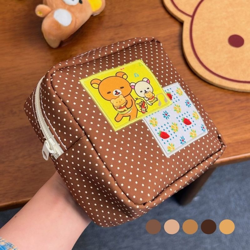 Women'S Vanity Accessories - Sac à cosmétiques marron à pois