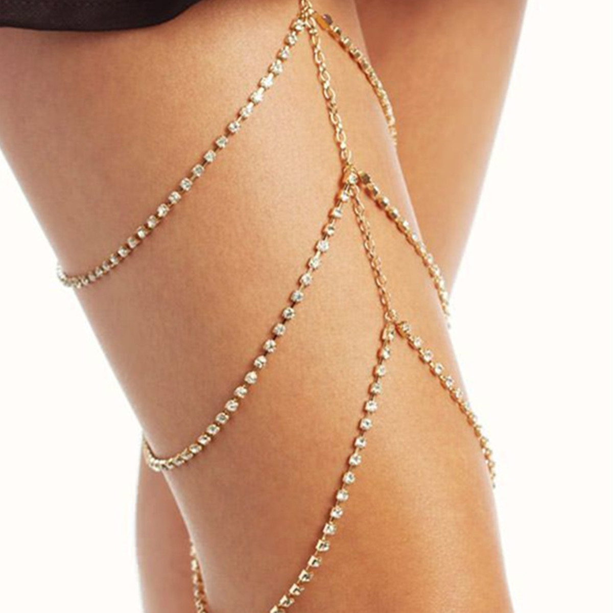Wrap Ring Gold - Chaîne de cuisse multicouche en métal