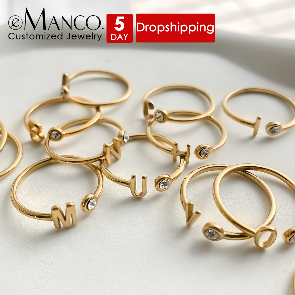 Wrap Ring Gold - EManco Bagues ouvertes personnalisées avec initiales