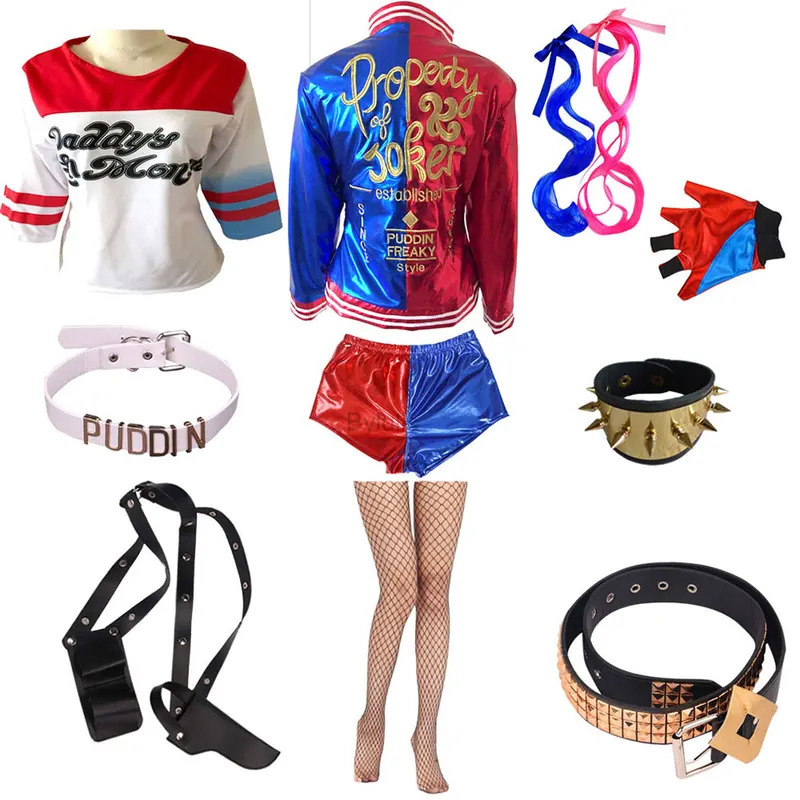 Women'S Harley Quinn Accessories - Anime Cosplay filles femmes Quinn Costume
