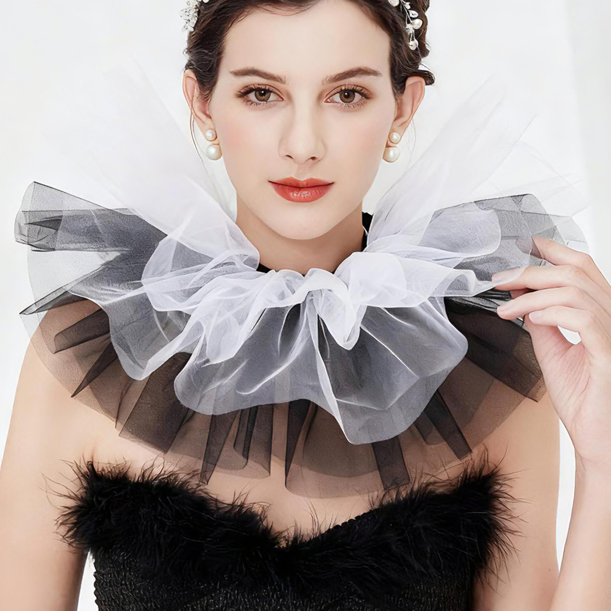 Col à volants en Tulle pour fe - Women'S Victorian Accessories avis et prix